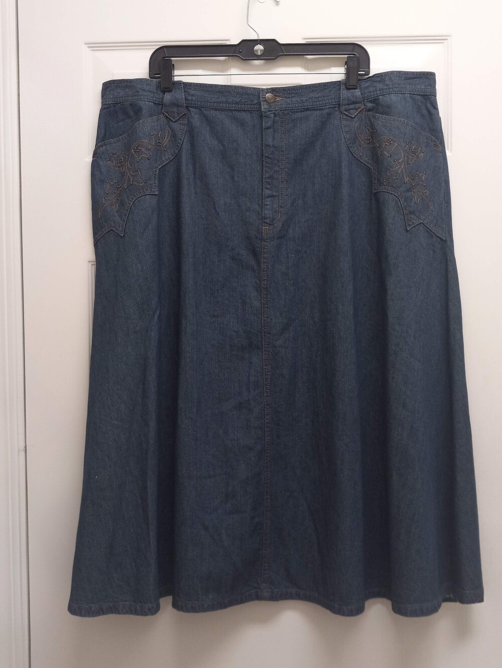 Lauren Jeans Co Ralph Lauren Denim Midi Skirt 20W Embroidered Western Cowgirl